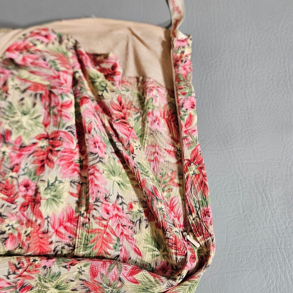 April Cornell Pink Floral Beaded Ruffle Hem Rayon Midi Skirt Large - Picture 7 of 9
